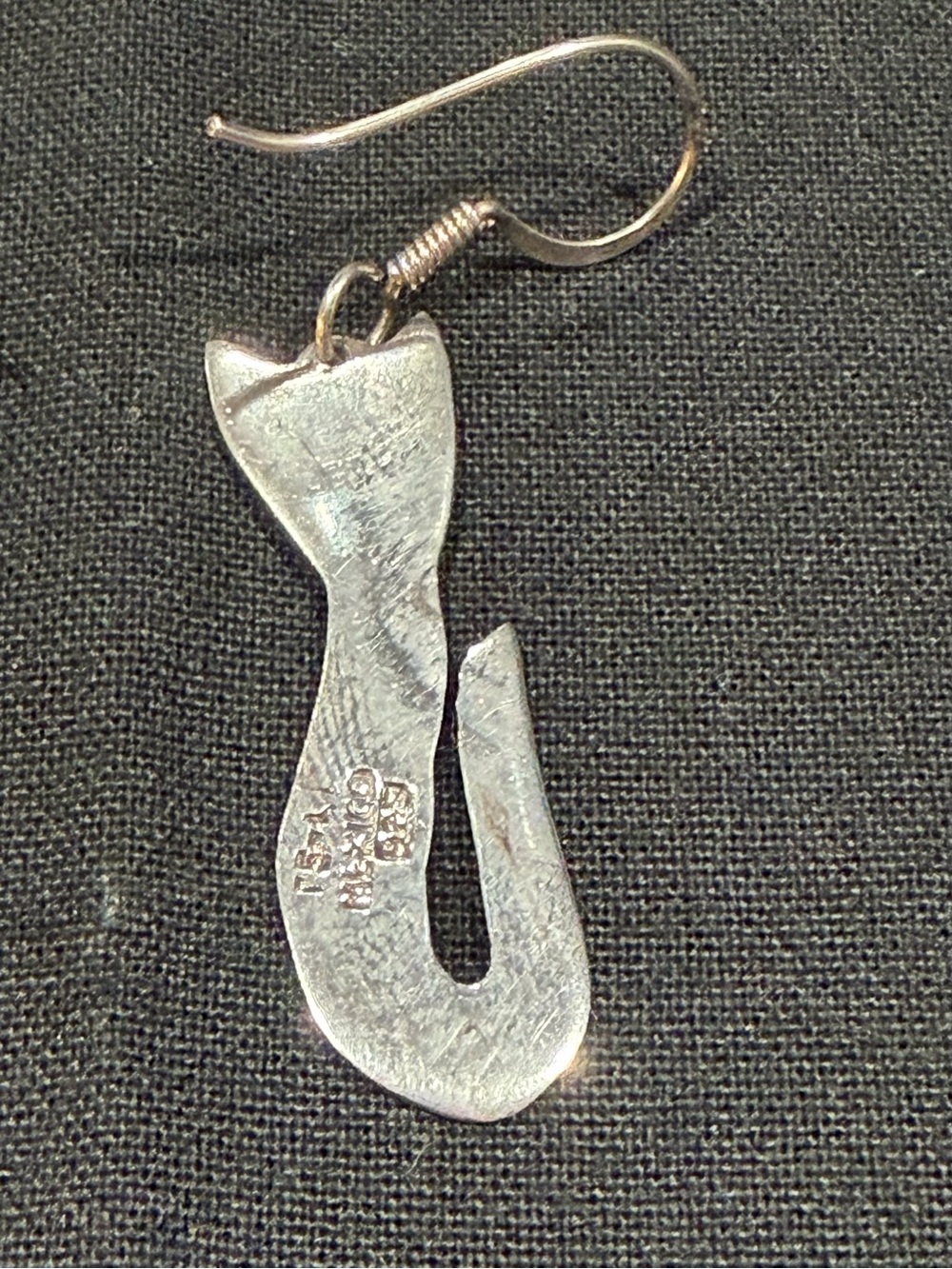 Sterling Silver Cat Drop Earrings - Playful Silver Women's Jewelry - Picture 5 of 11